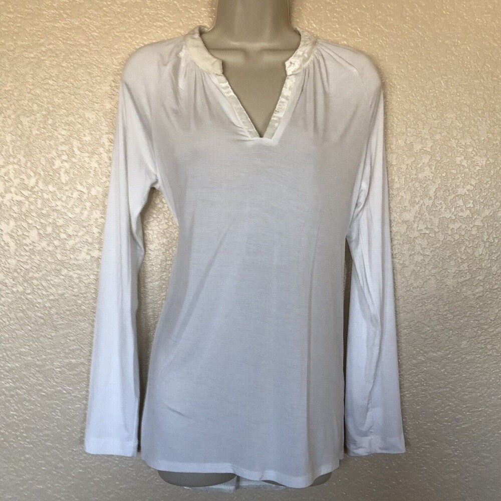 Soft Surroundings Velvet Back Long Sleeve Tunic Top XS White New $88 A051